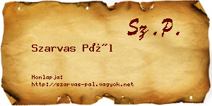Szarvas Pál névjegykártya